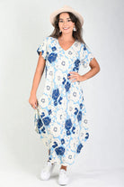 Bodacious Tropcial Harbour Dress Blue Floral