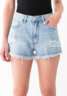 Country Denim Frayed Hem Shorts Denim