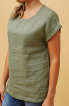 Caroline Morgan Cap Sleeve Linen Top